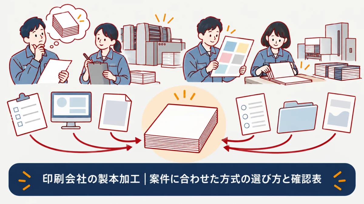 仕上がり見本と確認項目を並べる図