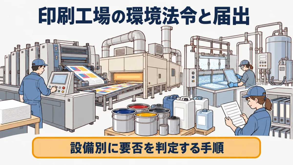 印刷工場の環境法令と届出|設備別に要否を判定する手順【2026年版】