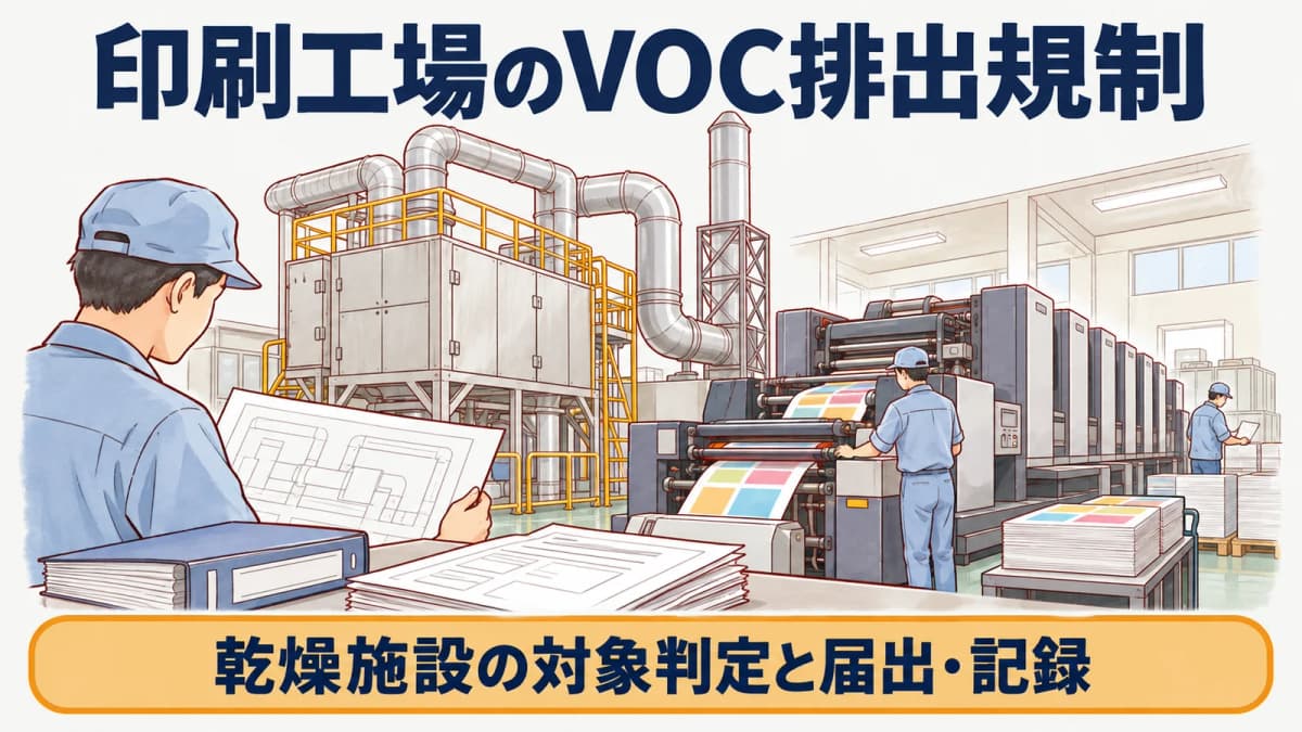 印刷工場のVOC排出規制|乾燥施設の対象判定と届出・記録