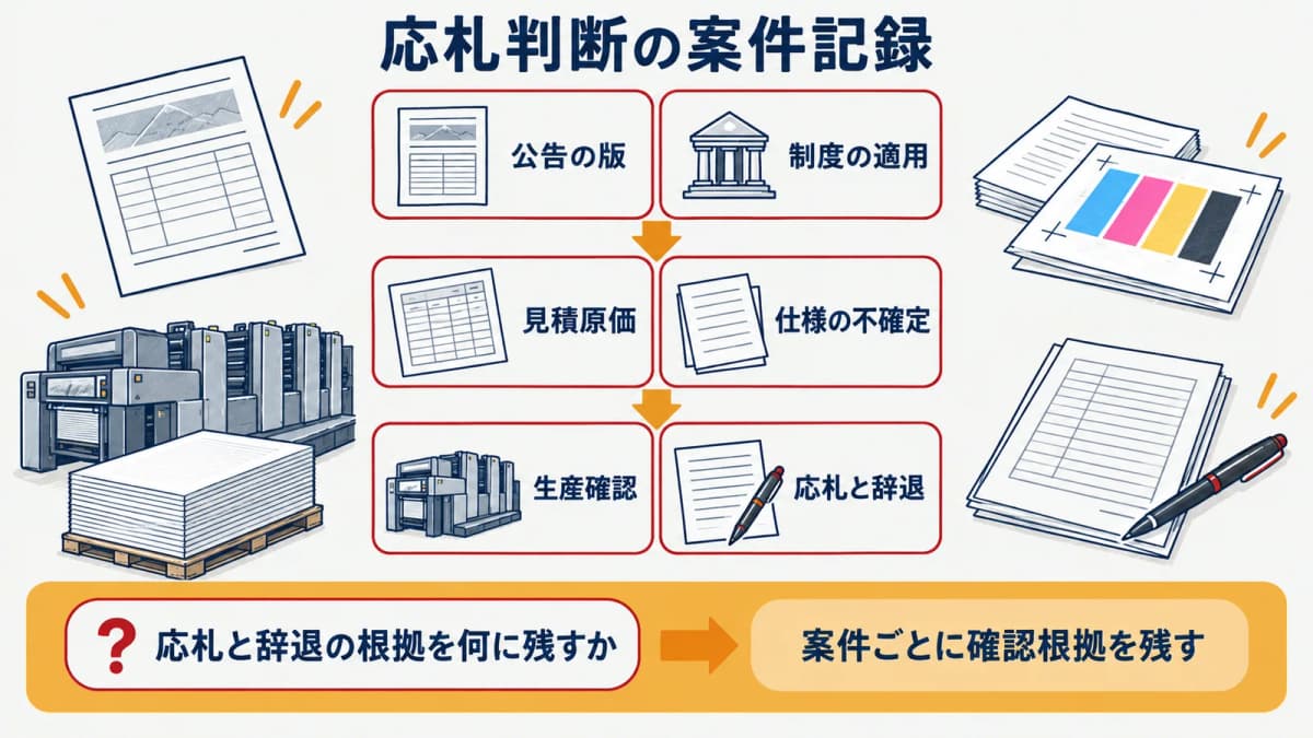 応札または辞退の判断根拠を案件ごとに残す流れ