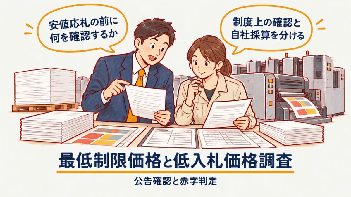 印刷会社の最低制限価格・低入札価格調査|公告確認と赤字判定
