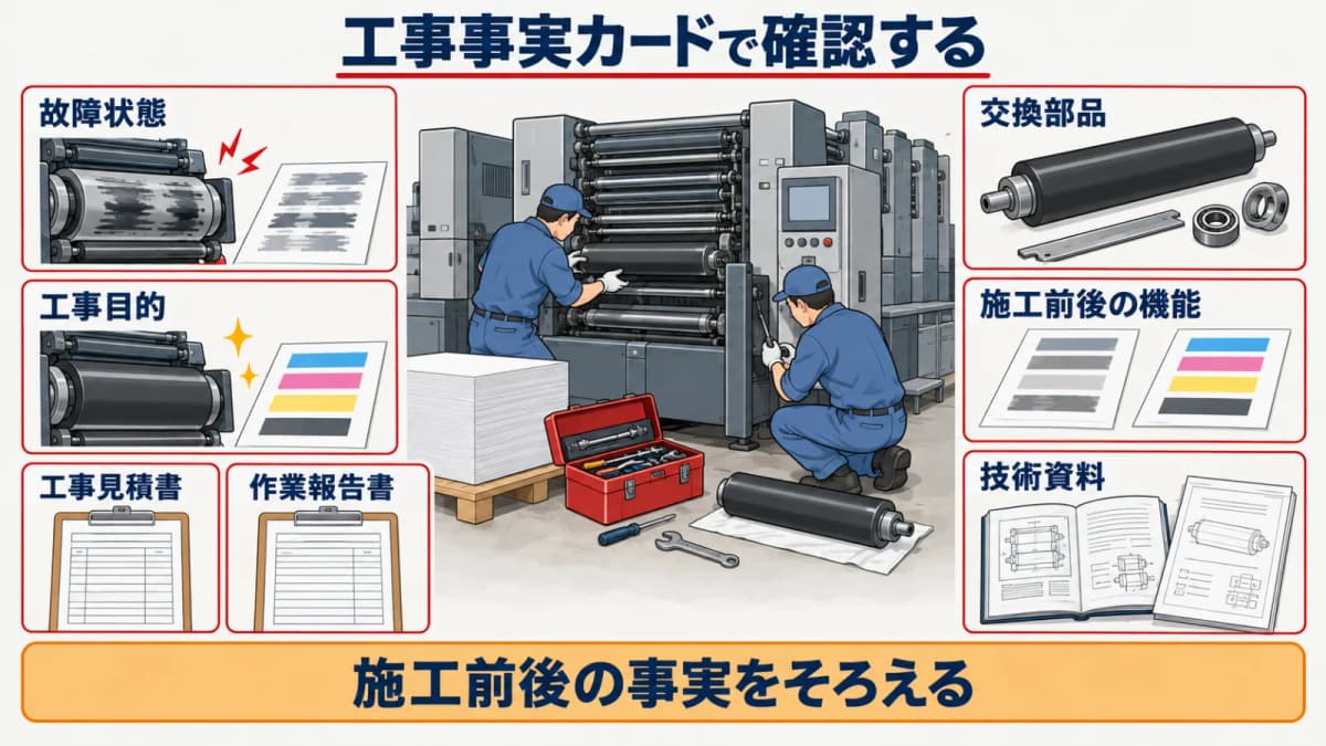 施工前後の事実と技術資料をまとめる工事事実カード