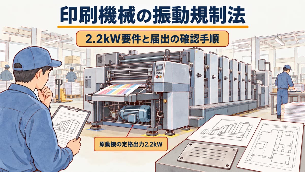 印刷機械の振動規制法|2.2kW要件と届出の確認手順