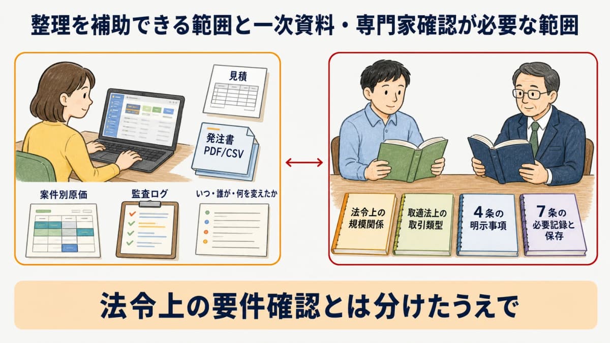 印刷HUBで整理を補助できる範囲と一次資料・専門家確認が必要な範囲