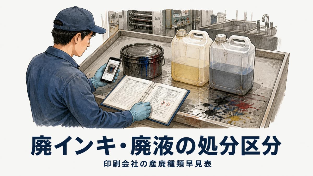 廃インキ・廃液の処分区分|印刷会社の産廃種類早見表【2026年版】