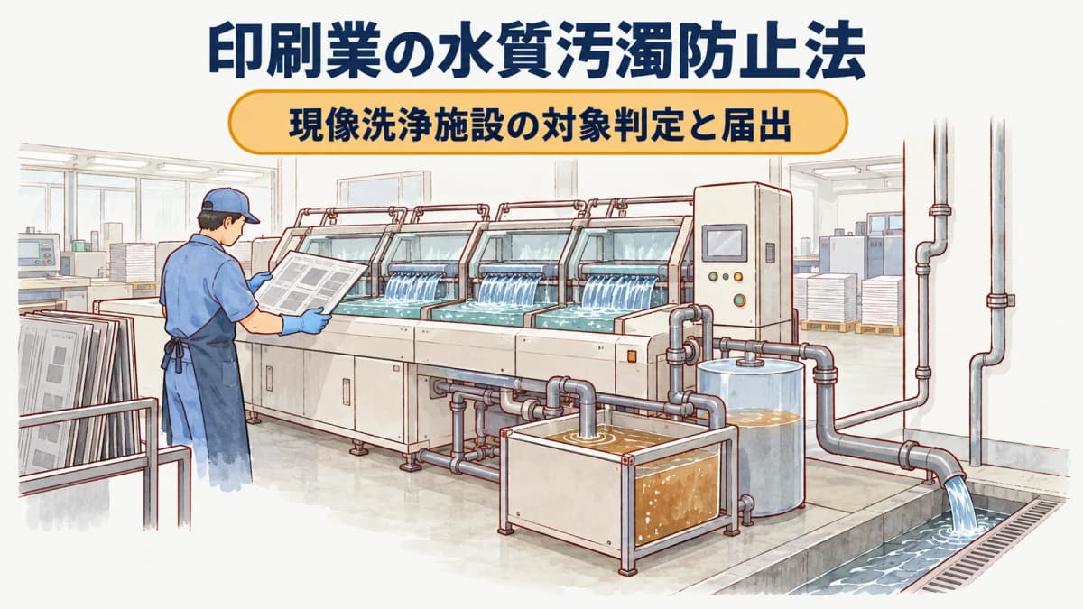 印刷業の水質汚濁防止法|現像洗浄施設の対象判定と届出
